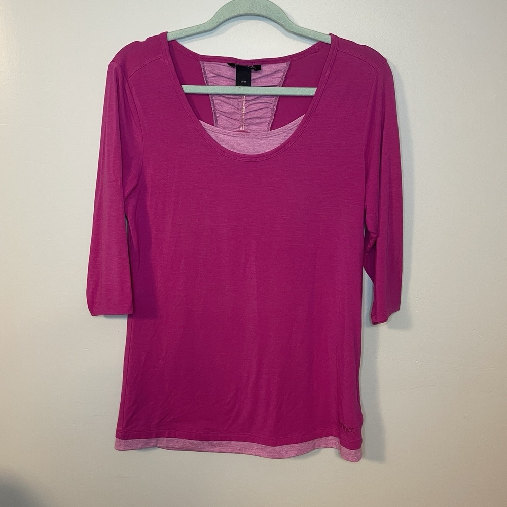 Marmot Women's Size Medium Active 3/4 Sleeve‎ Top Magenta Pink Hiking Gym